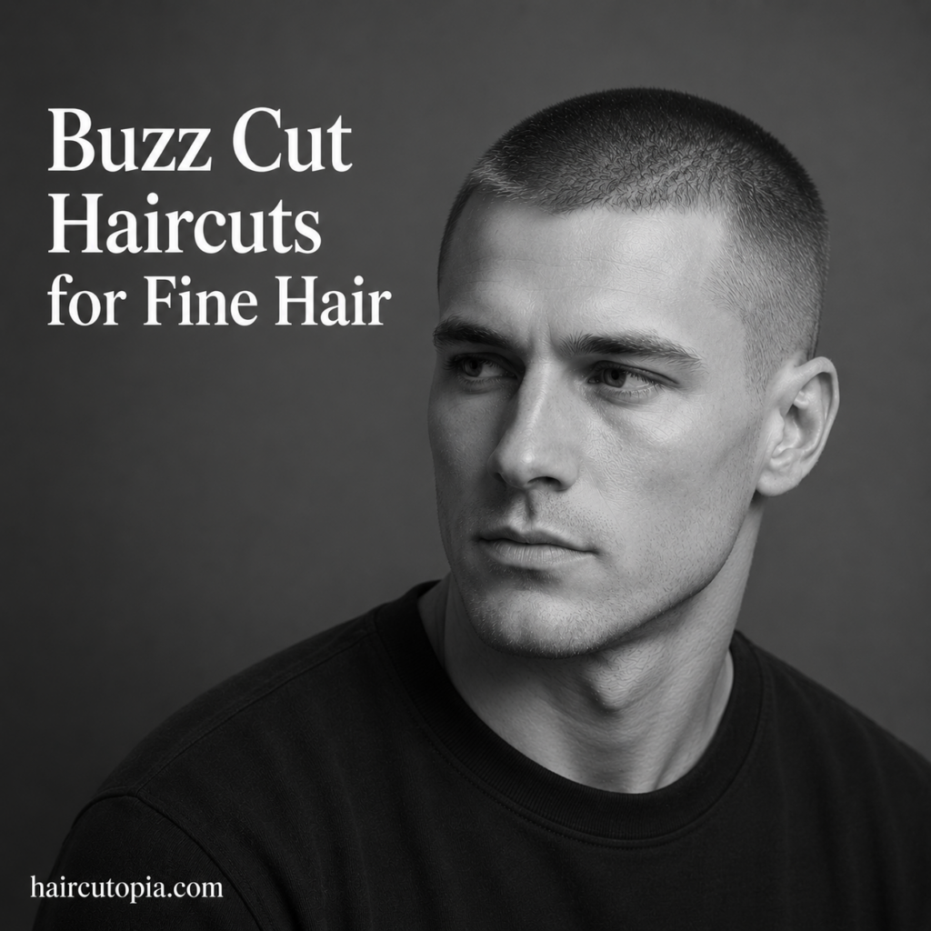 Man with a modern buzz cut haircut for fine hair featuring clean texture and a sharp fade