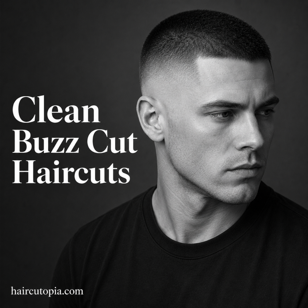 Man with a clean buzz cut haircut featuring sharp fade transitions and a polished modern appearance.