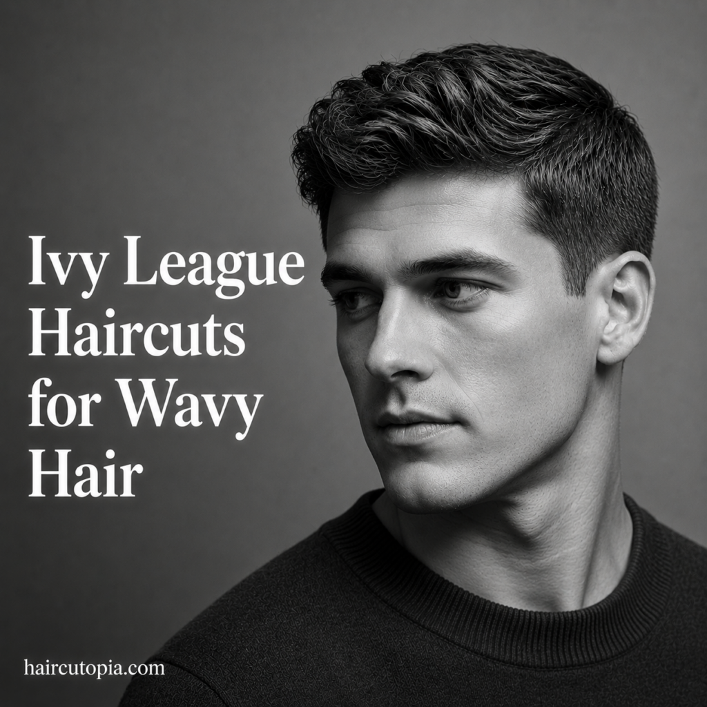 Man with an Ivy League haircut for wavy hair featuring natural texture and tapered sides