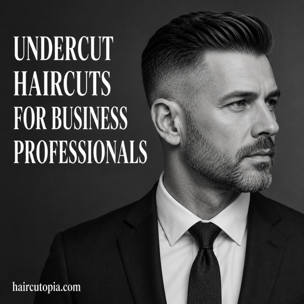 Business professional with a modern undercut haircut featuring clean sides, neatly styled hair, and a polished executive appearance.