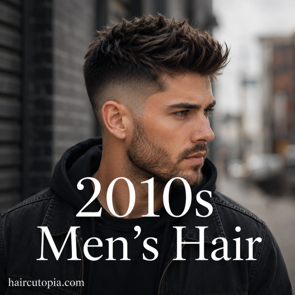 Man with a textured quiff and skin fade representing 2010s men's hair trends