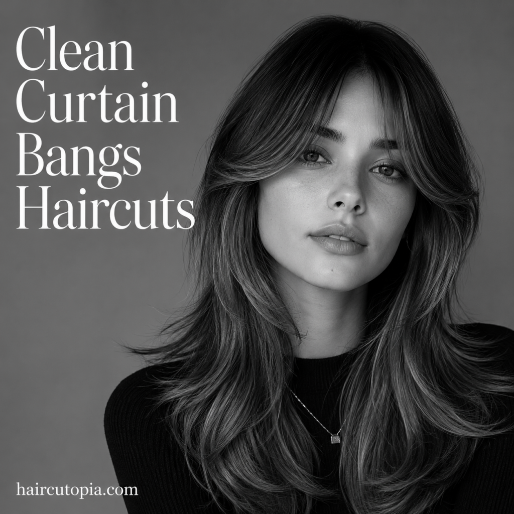 25 Clean Curtain Bangs Haircuts for a Soft, Polished Look