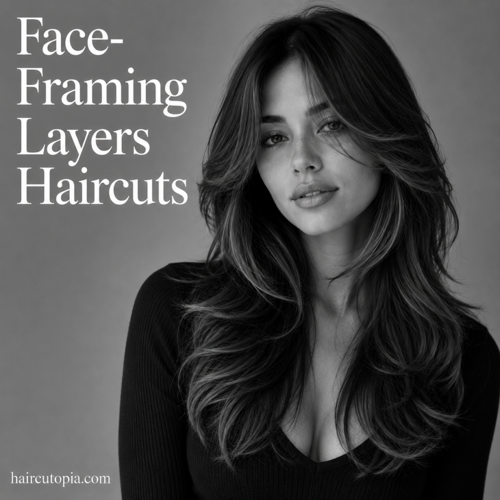 Face-framing layers haircut with soft cheekbone and jaw-length layers