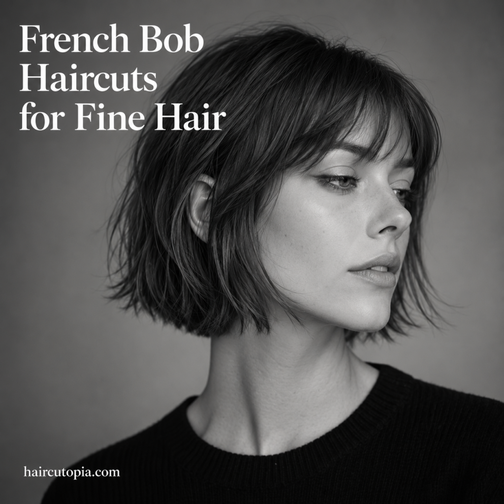 French bob haircut for fine hair with soft bangs and a defined jaw-length shape