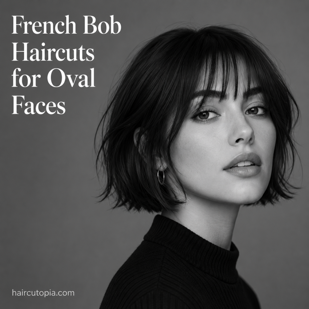 French bob haircut with soft bangs and natural texture on an oval face