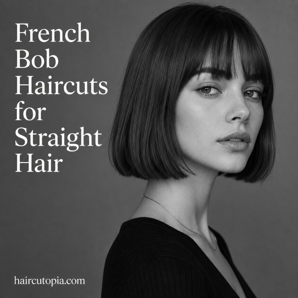 Woman with a sleek French bob haircut for straight hair