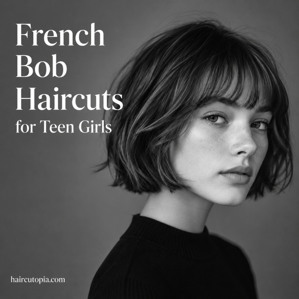French bob haircut for teen girls with bangs