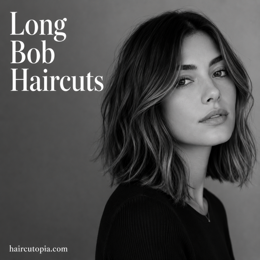 Modern long bob haircut with soft layers and natural texture