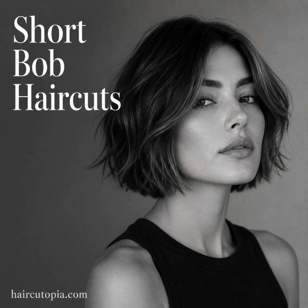 Modern short bob haircut with soft texture and jaw-length shape