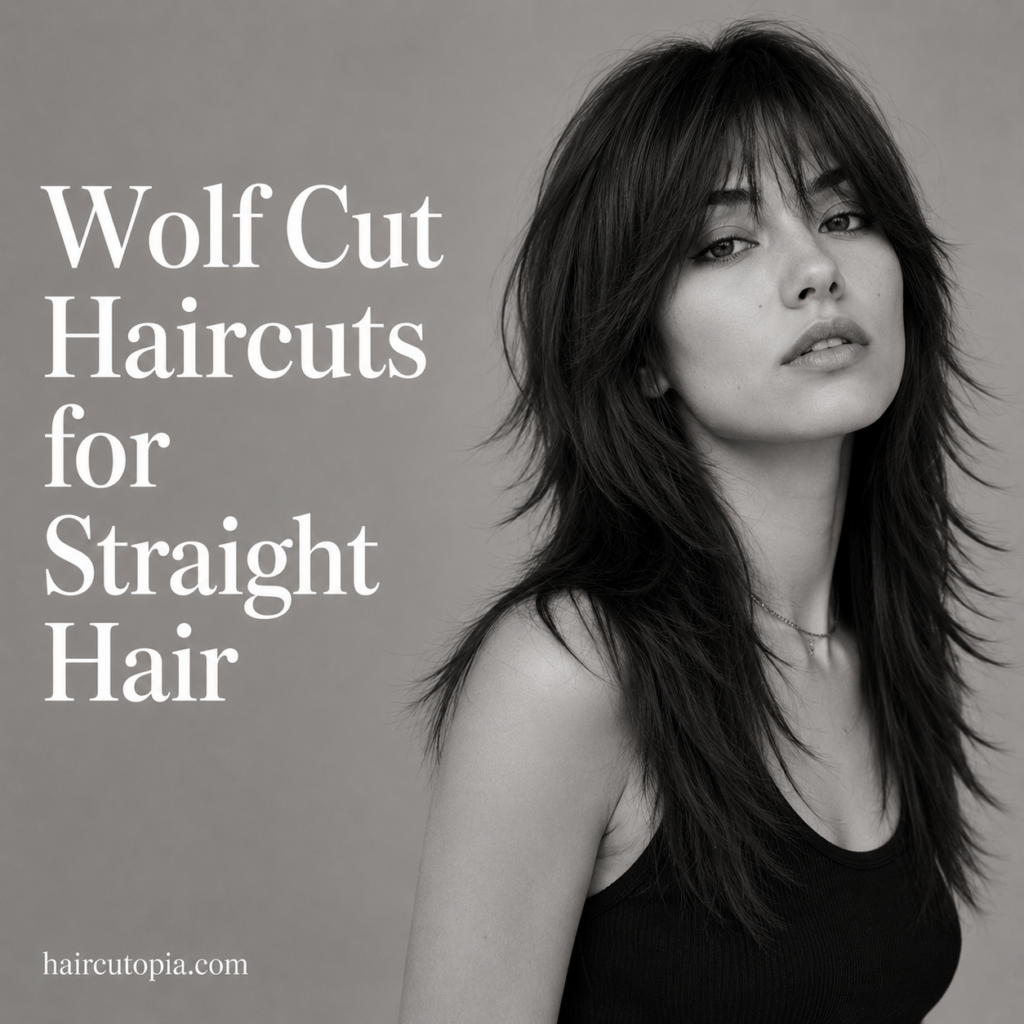 Woman with a layered wolf cut hairstyle for straight hair featuring feathered layers and natural movement.