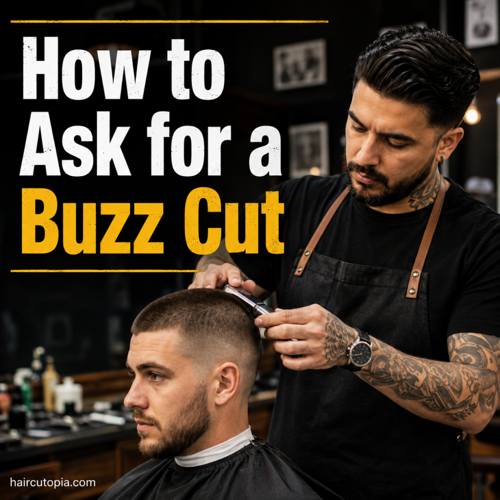 Barber giving a client a buzz cut in a modern barbershop