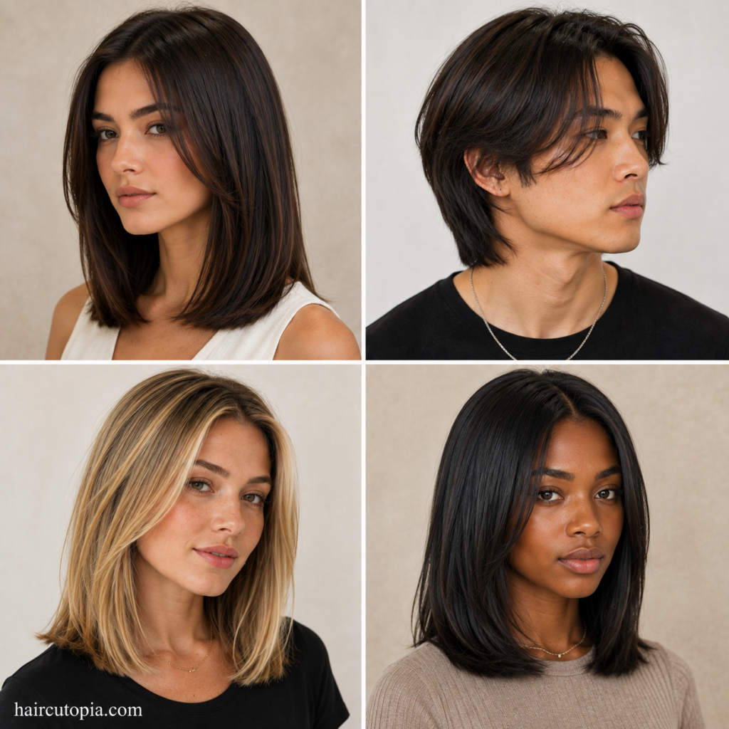 Medium haircuts for straight hair featuring layered and shoulder-length styles