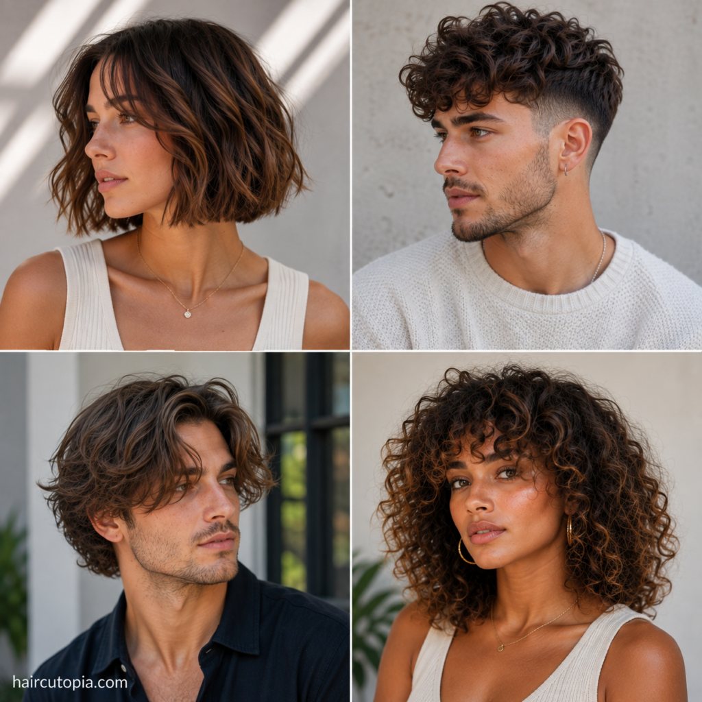 Spring hair trends featuring modern haircuts for men and women